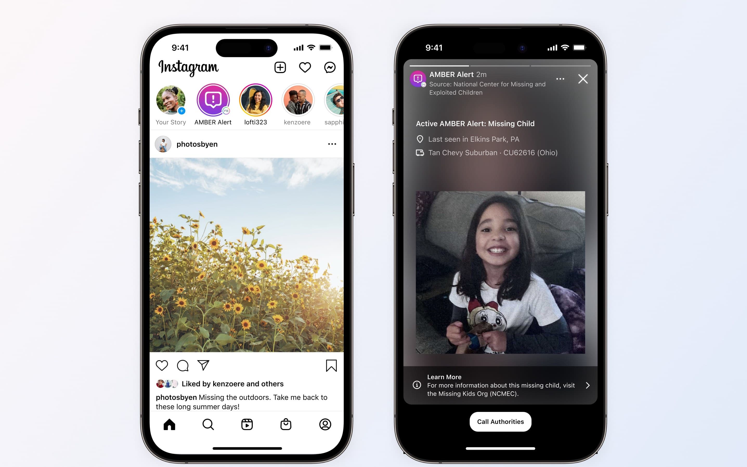 AMBER Alerts on Facebook and Instagram